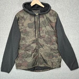 Volcom Camo Puffer Hoodie Jacket Men's‎ L Full Zip Lightweight Hooded NEW